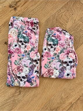 Posh Peanut Pink Floral Skull Pajamas
